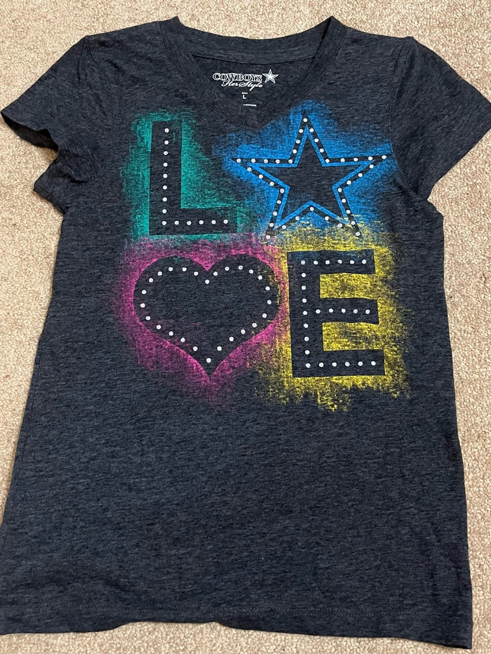 NFL Kids Charcoal Tee with Teal, Blue, Pink & Yellow Accents